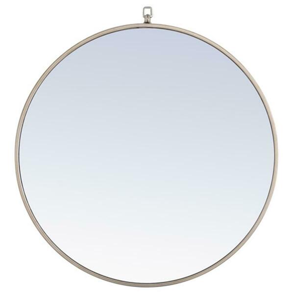 Doba-Bnt 28 in. Eternity Metal Frame Round Mirror with Decorative Hook, Silver SA2943774